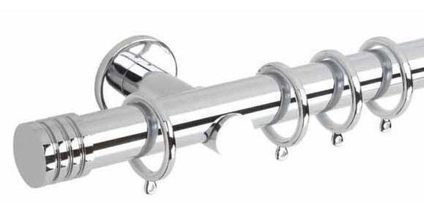 Hallis Neo Original 35mm Chrome Curtain Pole Stud Finial Cylinder Bracket - Curtain Poles Emporium