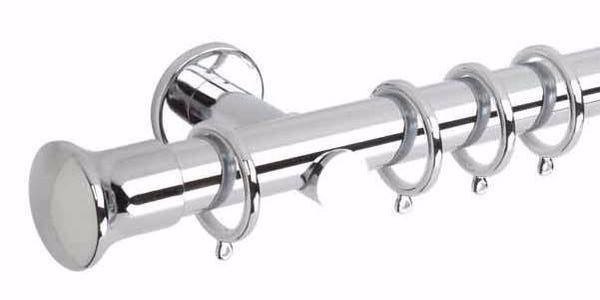 Hallis Neo Original 35mm Chrome Curtain Pole Trumpet Finial Cylinder Bracket - Curtain Poles Emporium