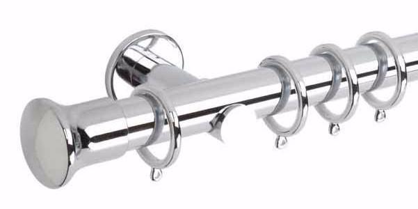 Hallis Neo Original 35mm Chrome Curtain Pole Trumpet Finial Cylinder Bracket - Curtain Poles Emporium