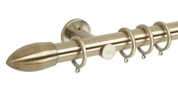 Hallis Neo Original 35mm Spun Brass Curtain Pole Barrel Finial Cylinder Bracket - Curtain Poles Emporium