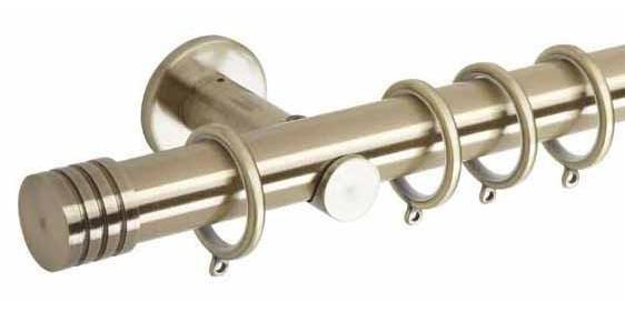 Hallis Neo Original 35mm Spun Brass Curtain Pole Stud Finial Cylinder Bracket - Curtain Poles Emporium
