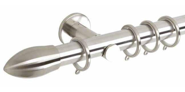Hallis Neo Original 35mm Stainless Steel Effect Curtain Pole Bullet Finial Cylinder Bracket - Curtain Poles Emporium