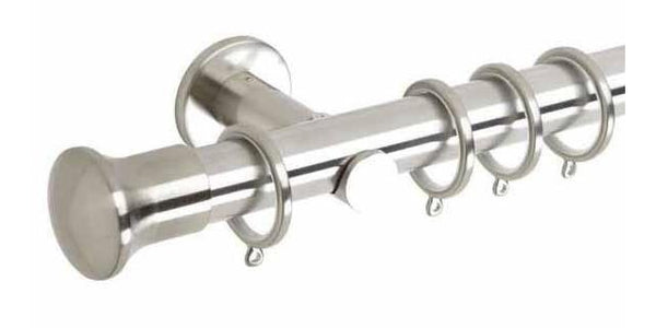 Hallis Neo Original 35mm Stainless Steel Effect Curtain Pole Trumpet Finial Cylinder Bracket - Curtain Poles Emporium