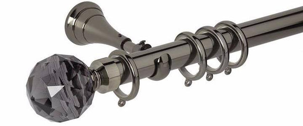 Hallis Neo Premium 28mm Black Nickel Curtain Pole Faceted Ball Smoke Grey Finial - Curtain Poles Emporium