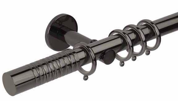 Hallis Neo Premium 28mm Black Nickel Curtain  Pole with Wired Barrel Finial/Cylinder Bracket - Curtain Poles Emporium