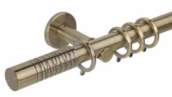 Hallis Neo Premium 28mm Spun Brass Curtain Pole Wired Barrel Finial/Cylinder Bracket - Curtain Poles Emporium