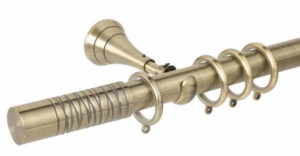 Hallis Neo Premium 28mm Spun Brass Effect Curtain Pole Wired Barrel Finial - Curtain Poles Emporium