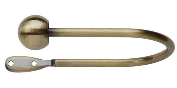 Hallis Neo Spun Brass Effect Ball Finial Curtain Pole Holdback - Curtain Poles Emporium