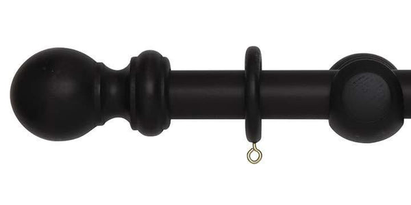 Hallis Woodline 28mm Black Curtain Pole - Curtain Poles Emporium