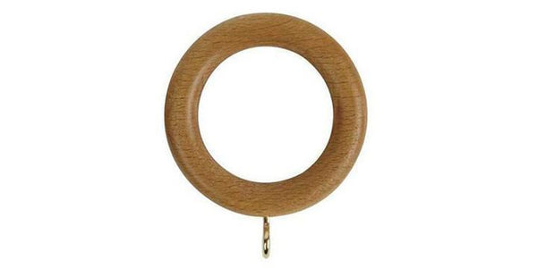 Hallis Woodline 35mm Light Oak Curtain Pole Rings - Curtain Poles Emporium