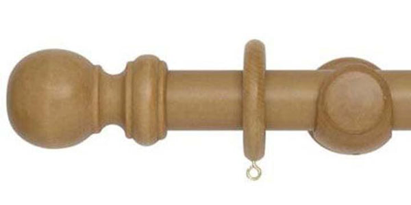 Hallis Woodline 35mm Light Oak Curtain Pole - Curtain Poles Emporium