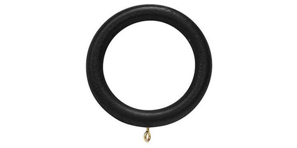 Hallis Woodline 50mm Black Curtain Pole Rings - Curtain Poles Emporium