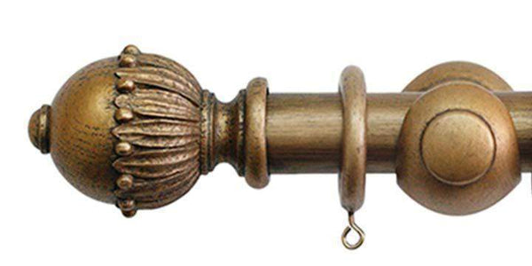 Jones Cathedral 30mm Antique Gold Curtain Pole Wells finial - Curtain Poles Emporium