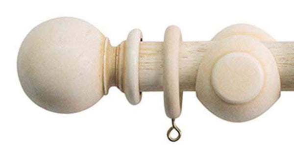 Jones Cathedral 30mm Ivory Curtain Pole Plain Ball finial - Curtain Poles Emporium