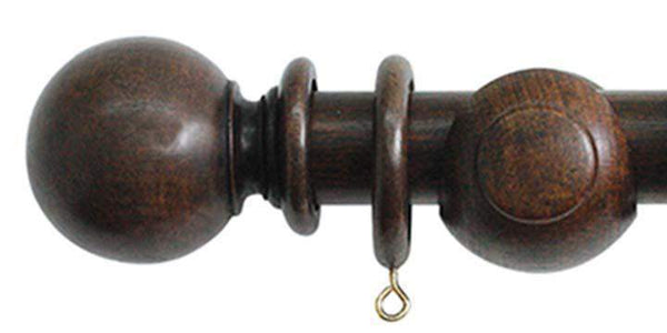Jones Cathedral 30mm Oak Curtain Pole Plain Ball finial - Curtain Poles Emporium