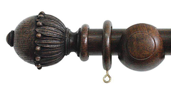 Jones Cathedral 30mm Oak Curtain Pole Wells finial - Curtain Poles Emporium
