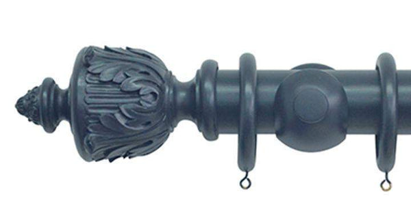 Jones Estate 50mm Airforce Curtain Pole  Acanthus Finial - Curtain Poles Emporium