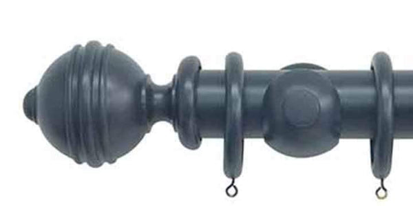 Jones Estate 50mm Airforce Curtain Pole Ribbed Ball Finial - Curtain Poles Emporium
