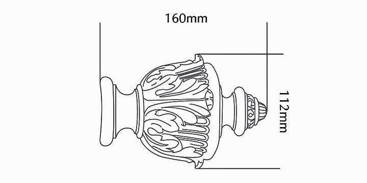 Jones Estate 50mm Alabaster Curtain Pole  Acanthus Finial - Curtain Poles Emporium