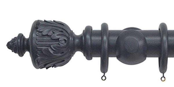 Jones Estate 50mm Basalt Curtain Pole  Acanthus Finial - Curtain Poles Emporium