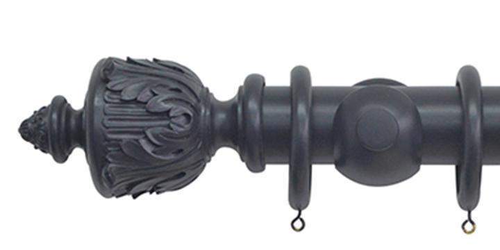 Jones Estate 50mm Basalt Curtain Pole  Acanthus Finial - Curtain Poles Emporium