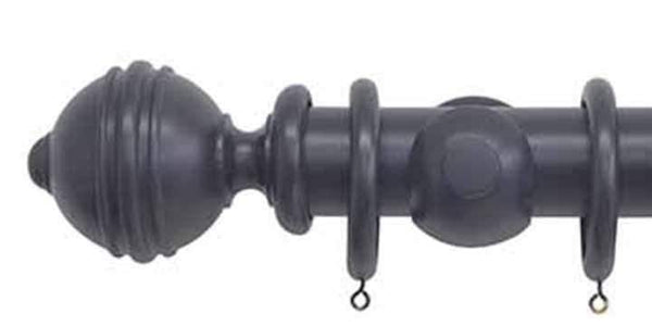 Jones Estate 50mm Basalt Curtain Pole Ribbed Ball Finial - Curtain Poles Emporium