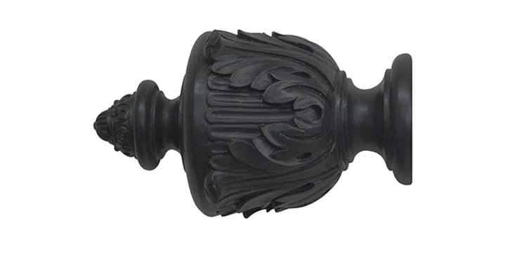 Jones Estate 50mm Charcoal Curtain Pole  Acanthus Finial - Curtain Poles Emporium