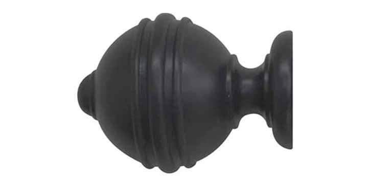 Jones Estate 50mm Charcoal Curtain Pole Ribbed Ball Finial - Curtain Poles Emporium