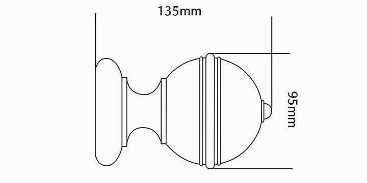 Jones Estate 50mm Charcoal Curtain Pole Ribbed Ball Finial - Curtain Poles Emporium