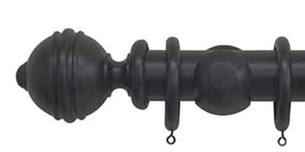Jones Estate 50mm Charcoal Curtain Pole Ribbed Ball Finial - Curtain Poles Emporium