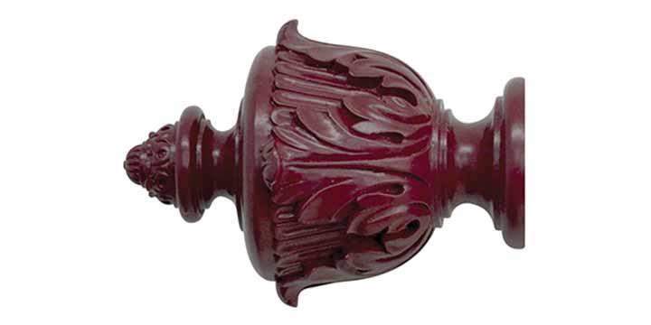Jones Estate 50mm Claret Curtain Pole  Acanthus Finial - Curtain Poles Emporium
