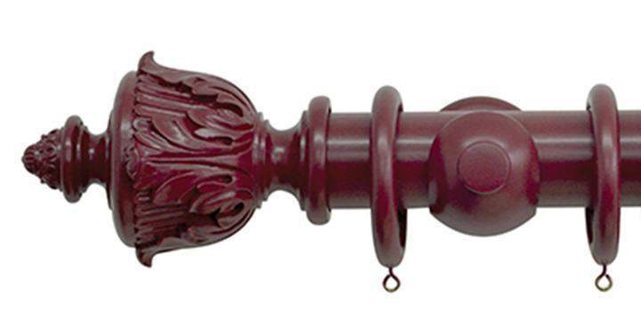 Jones Estate 50mm Claret Curtain Pole  Acanthus Finial - Curtain Poles Emporium