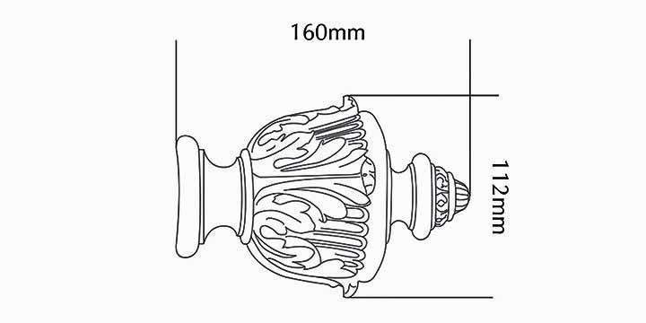 Jones Estate 50mm Mercury Curtain Pole  Acanthus Finial - Curtain Poles Emporium