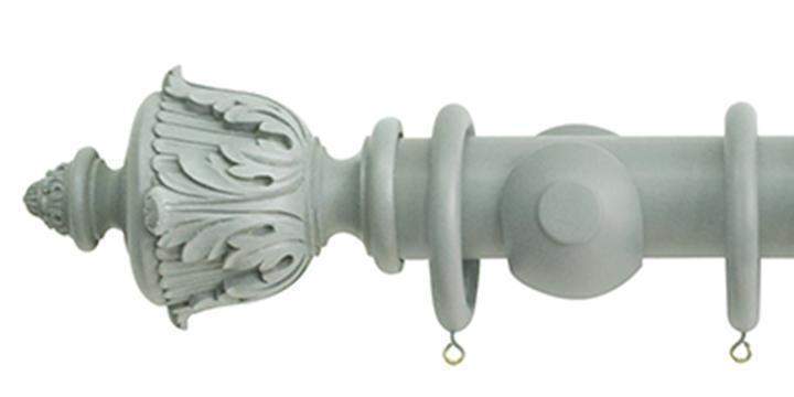 Jones Estate 50mm Mercury Curtain Pole  Acanthus Finial - Curtain Poles Emporium