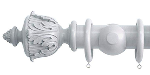 Jones Estate 50mm Shingle Curtain Pole  Acanthus Finial - Curtain Poles Emporium