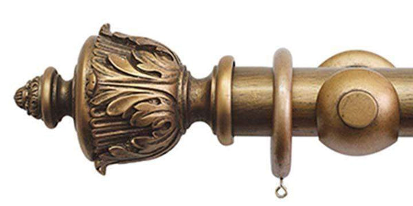 Jones Florentine 50mm Antique Gold Curtain Pole Acanthus Finial - Curtain Poles Emporium