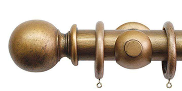 Jones Florentine 50mm Antique Gold Curtain Pole Ball Finial - Curtain Poles Emporium