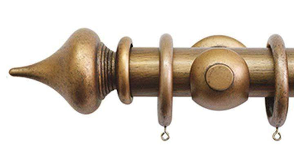Jones Florentine 50mm Antique Gold Curtain Pole Minaret Finial - Curtain Poles Emporium