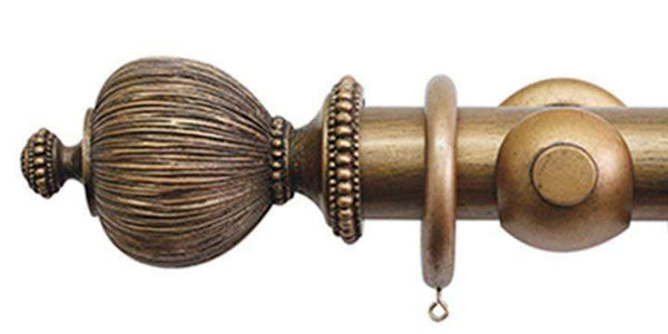 Jones Florentine 50mm Antique Gold Curtain Pole Pleated Finial - Curtain Poles Emporium