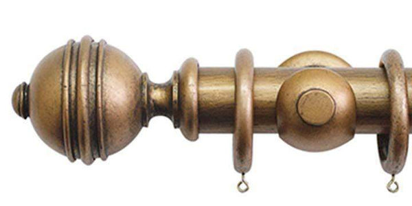 Jones Florentine 50mm Antique Gold Curtain Pole Ribbed Ball Finial - Curtain Poles Emporium