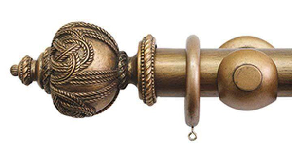 Jones Florentine 50mm Antique Gold Curtain Pole Rope Finial - Curtain Poles Emporium