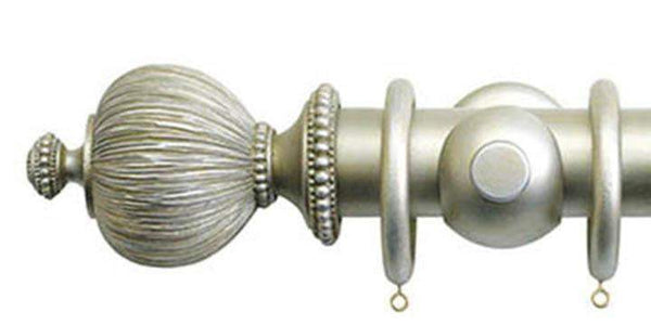 Jones Florentine 50mm Champagne Silver Curtain Pole Pleated Finial - Curtain Poles Emporium