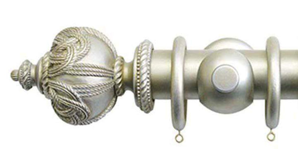 Jones Florentine 50mm Champagne Silver Curtain Pole Rope Finial - Curtain Poles Emporium