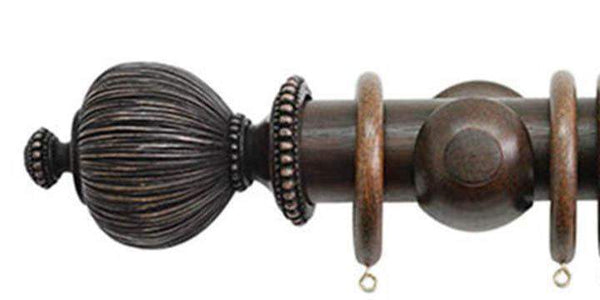 Jones Florentine 50mm Oak Curtain Pole Pleated Finial - Curtain Poles Emporium