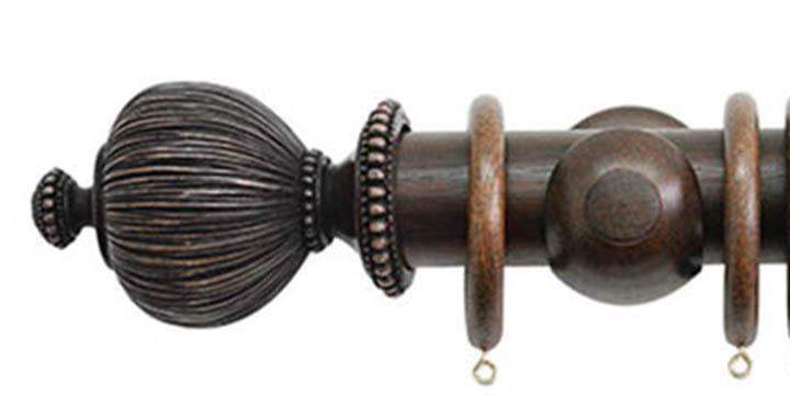 Jones Florentine 50mm Oak Curtain Pole Pleated Finial - Curtain Poles Emporium