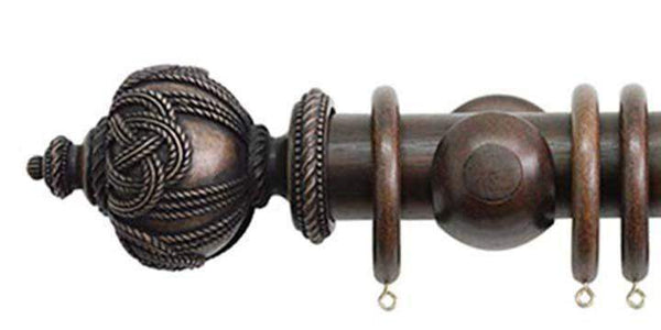 Jones Florentine 50mm Oak Curtain Pole Rope Finial - Curtain Poles Emporium