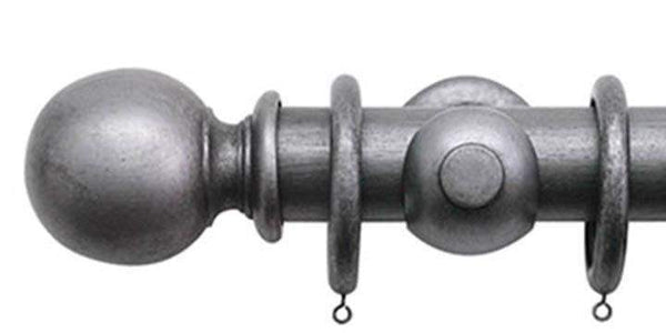 Jones Florentine 50mm Pewter Curtain Pole Plain Ball Finial - Curtain Poles Emporium