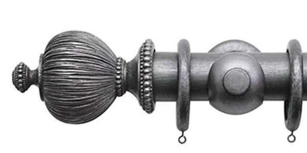 Jones Florentine 50mm Pewter Curtain Pole Pleated Finial - Curtain Poles Emporium