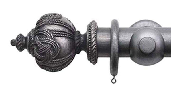 Jones Florentine 50mm Pewter Curtain Pole Rope Finial - Curtain Poles Emporium