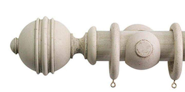 Jones Florentine 50mm Putty Curtain Pole Ribbed Ball Finial - Curtain Poles Emporium